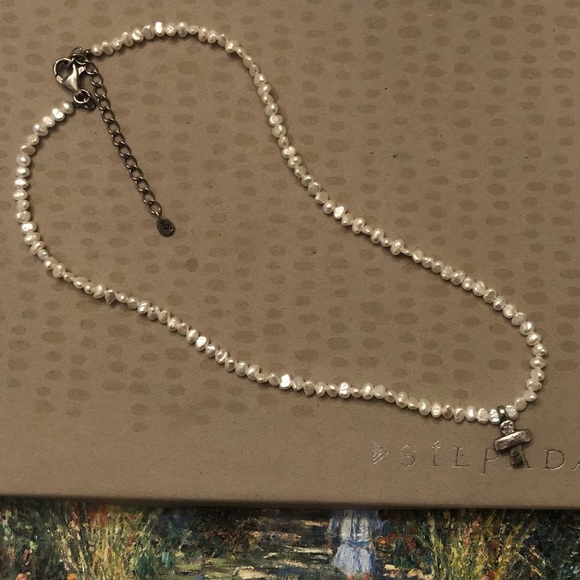 Vintage Silpada Sterling Silver Freshwater Pearl Cross Necklace N2178 - Picture 4 of 15